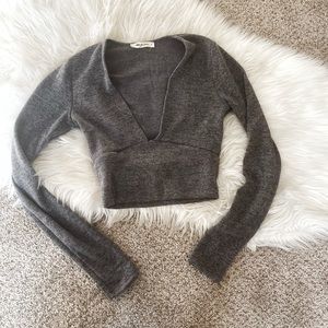 Gray sexy crop sweater